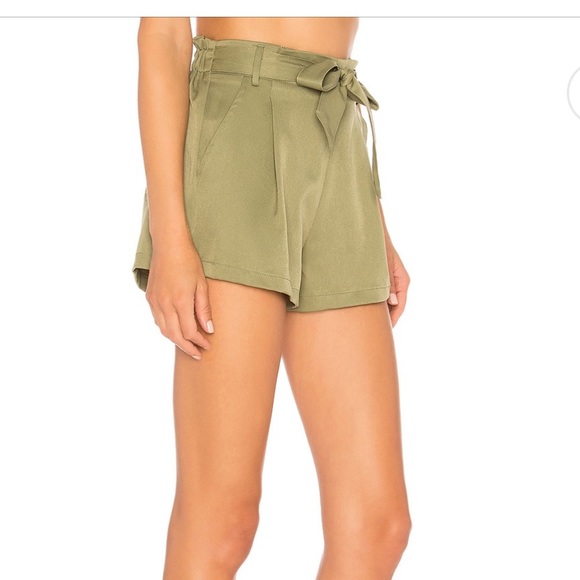 Superdown Katerina Paperbag Shorts in Army Green - Picture 3 of 6